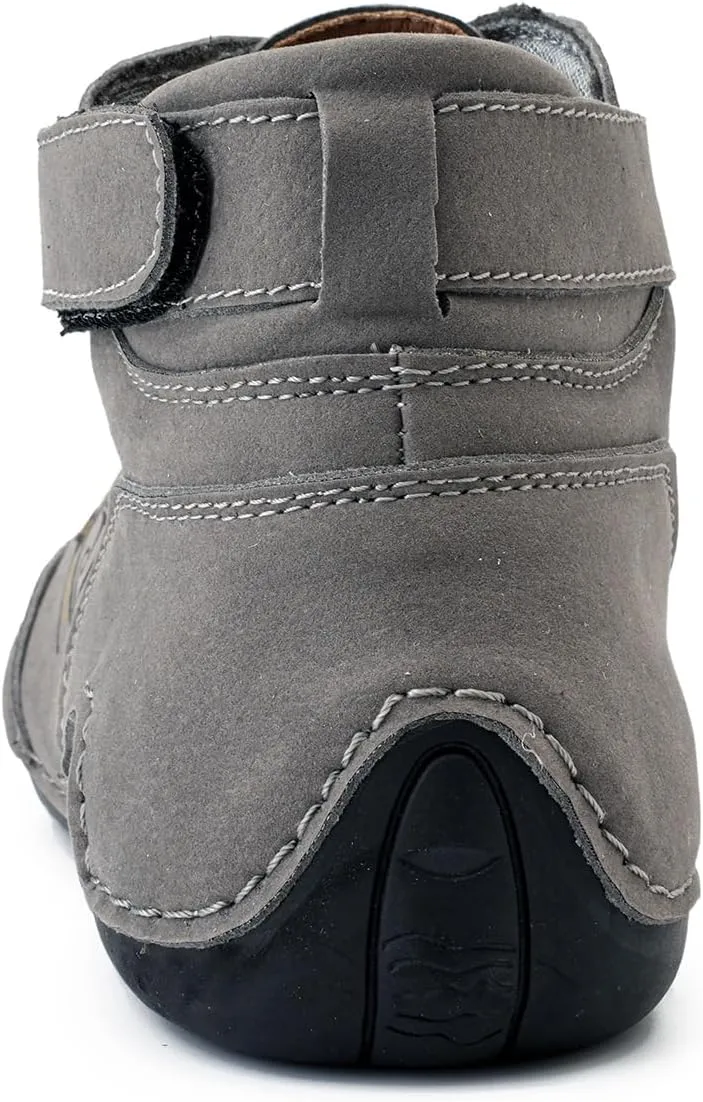 URLECHS Men's Explorer Waterproof Leather Lace Up Chukka Boots for Hiking Camping & Driving Fashion Hand-Stitched Hook&Loop High Top Beck Ankle Boots