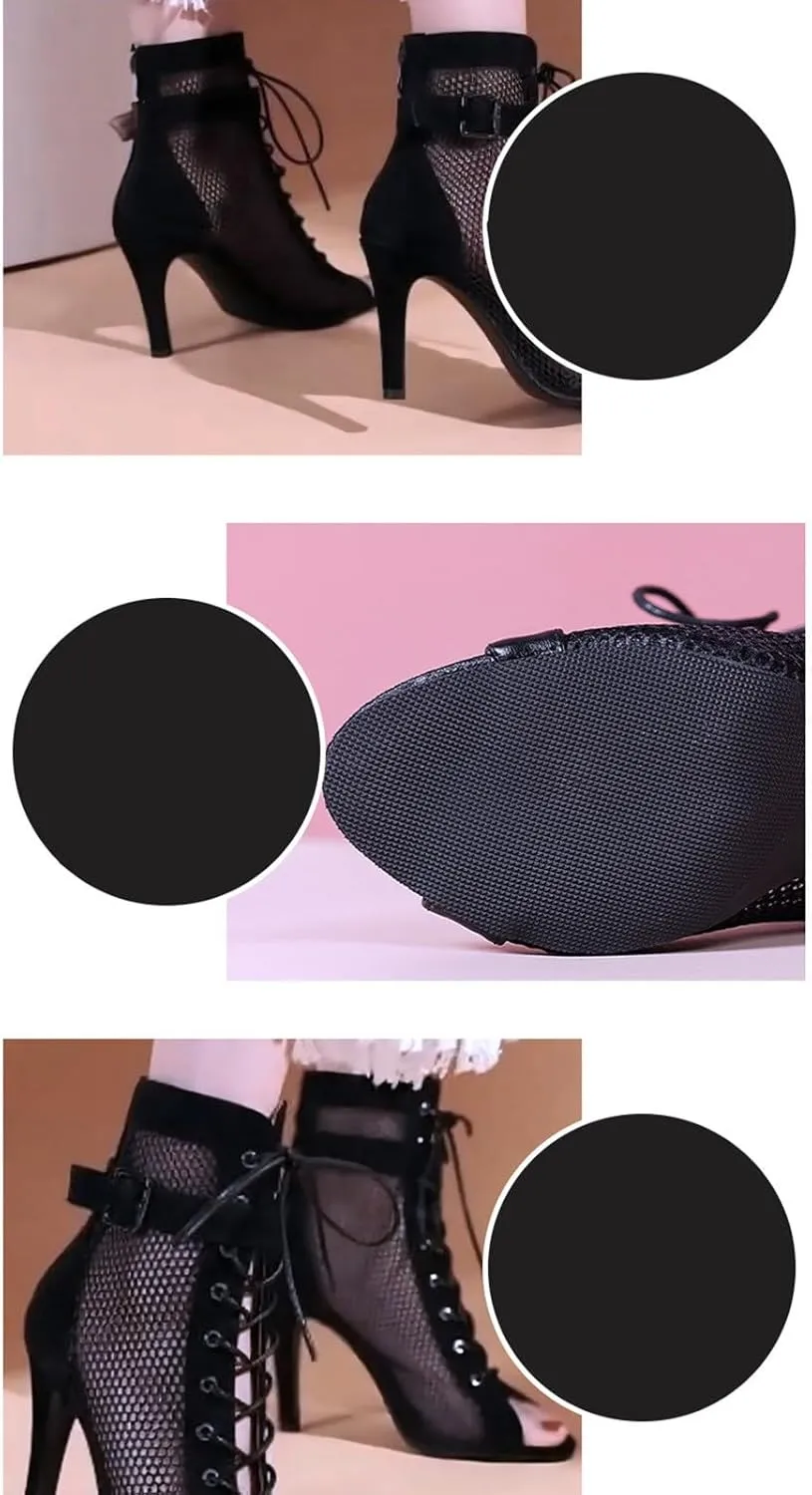 Women Classic Gladiator Sandals Summer Lace up Booties Ladies Dressy Elegant Breathable Mesh High Heeled Sandals