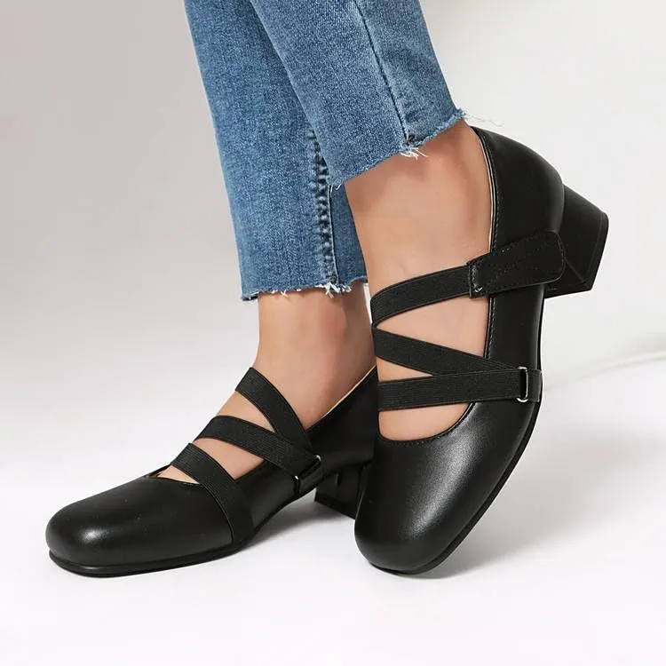 Women Mary Jane Pumps Square Toe Low Block Heels