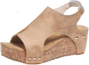 Women Sandals Comfortable Dressy Wedge Platform Sandals Low Heel Open Toe Ankle Strap Slip on Casual Summer Dress Shoes 2024
