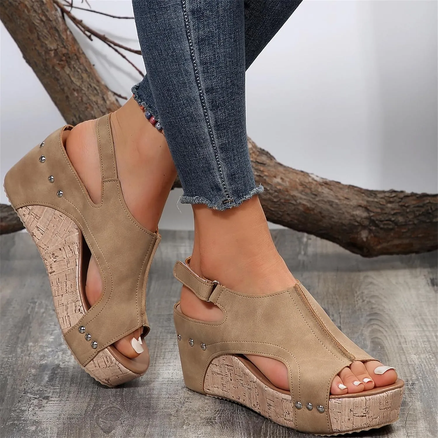 Women Sandals Comfortable Dressy Wedge Platform Sandals Low Heel Open Toe Ankle Strap Slip on Casual Summer Dress Shoes 2024