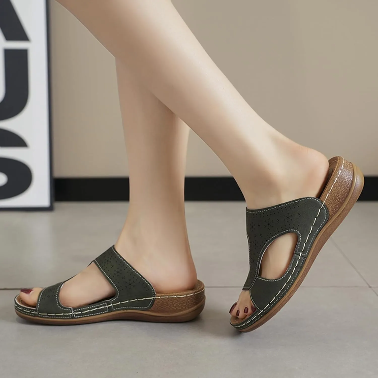 Women's Arch Support Wedge Sandals Women's Ankle Strap Low Wedge Sandal Orthopedic Sandals with Arch Support