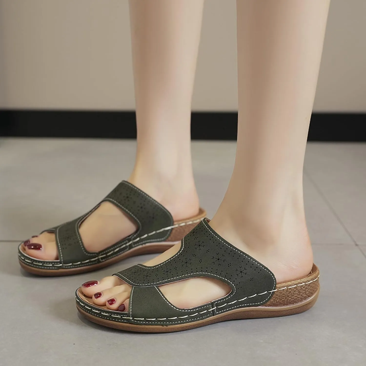 Women's Arch Support Wedge Sandals Women's Ankle Strap Low Wedge Sandal Orthopedic Sandals with Arch Support