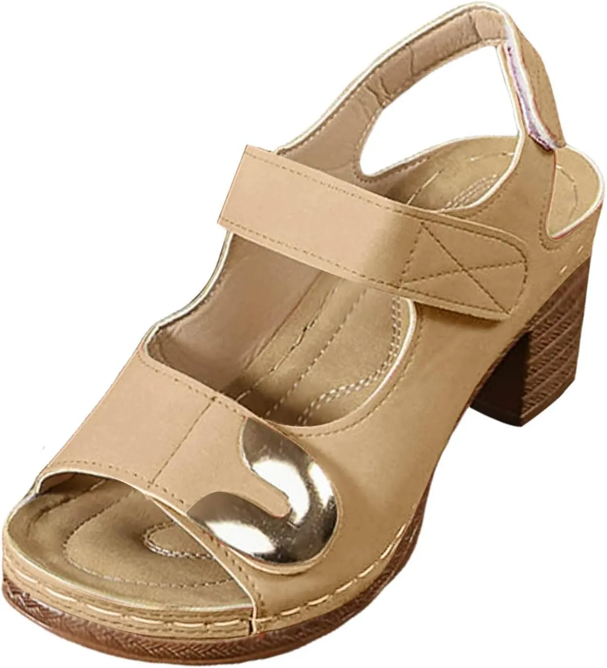 Womens Block Heel Sandals Short Heel Fashion Ankle Straps Buckle Open Toe Sandals Slingback Walking Sandal Summer Comfortable Shoes Slipper