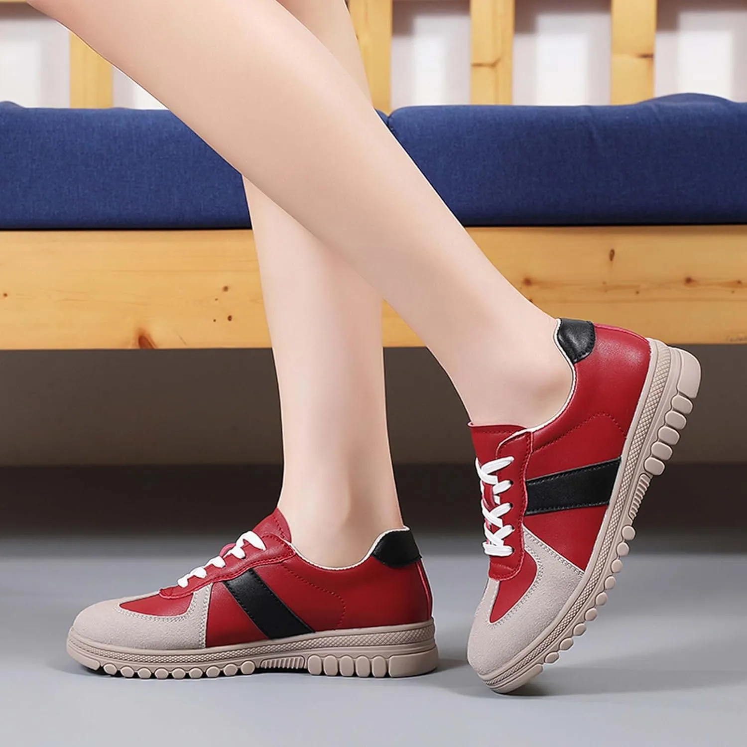 Women's Five Colored Lace Up Low Cut Skateboard Shoes, Anti Slip, Wear-Resistant, Soft Sports Shoes, Fashionable Short Distance Running Shoes, Winter Breathable Casual Shoes