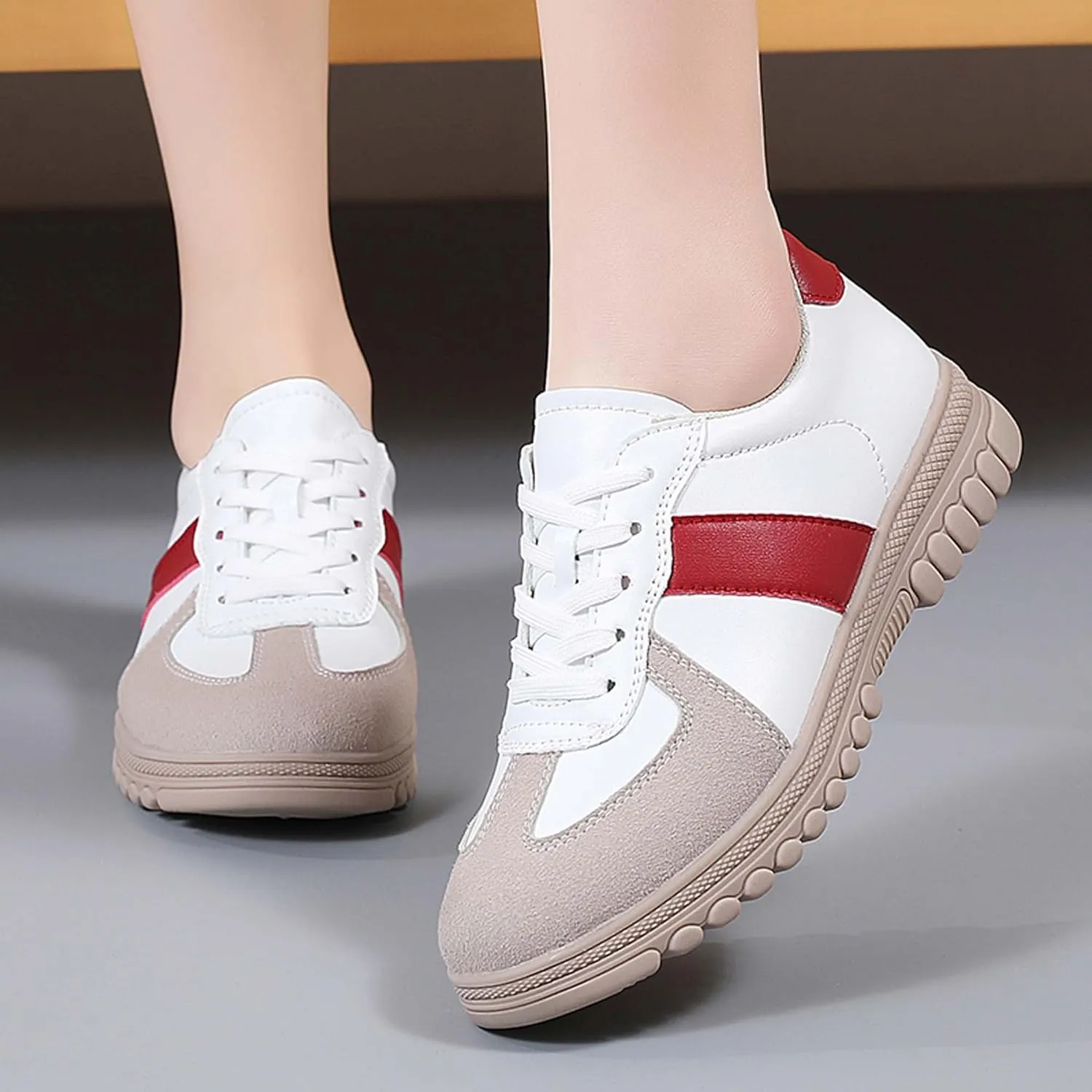 Women's Five Colored Lace Up Low Cut Skateboard Shoes, Anti Slip, Wear-Resistant, Soft Sports Shoes, Fashionable Short Distance Running Shoes, Winter Breathable Casual Shoes
