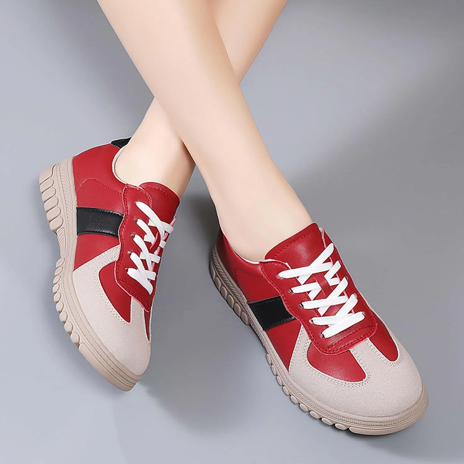 Women's Five Colored Lace Up Low Cut Skateboard Shoes, Anti Slip, Wear-Resistant, Soft Sports Shoes, Fashionable Short Distance Running Shoes, Winter Breathable Casual Shoes