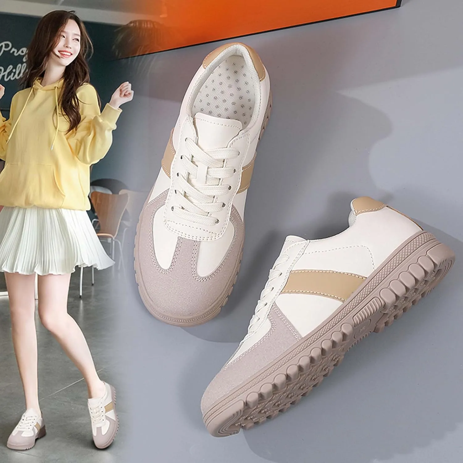 Women's Five Colored Lace Up Low Cut Skateboard Shoes, Anti Slip, Wear-Resistant, Soft Sports Shoes, Fashionable Short Distance Running Shoes, Winter Breathable Casual Shoes