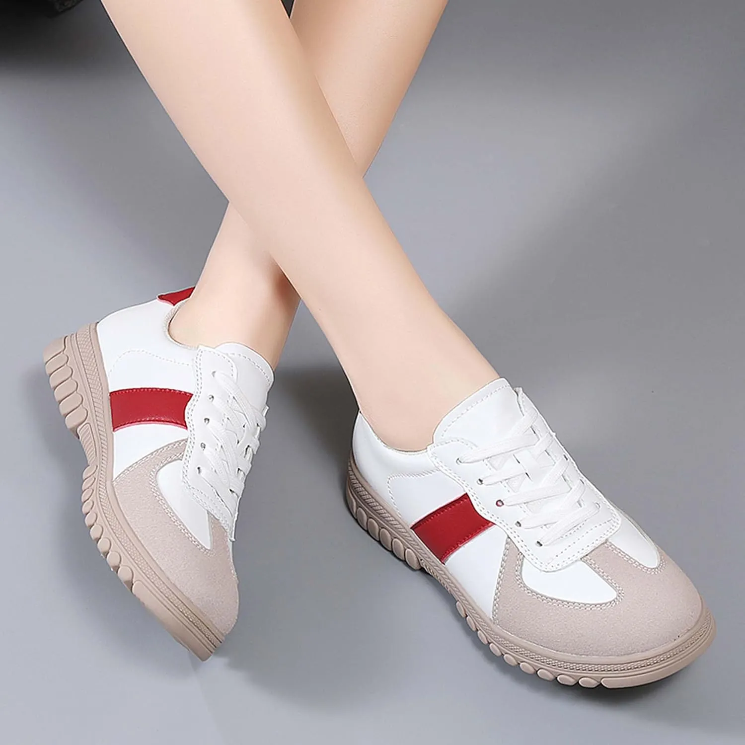 Women's Five Colored Lace Up Low Cut Skateboard Shoes, Anti Slip, Wear-Resistant, Soft Sports Shoes, Fashionable Short Distance Running Shoes, Winter Breathable Casual Shoes