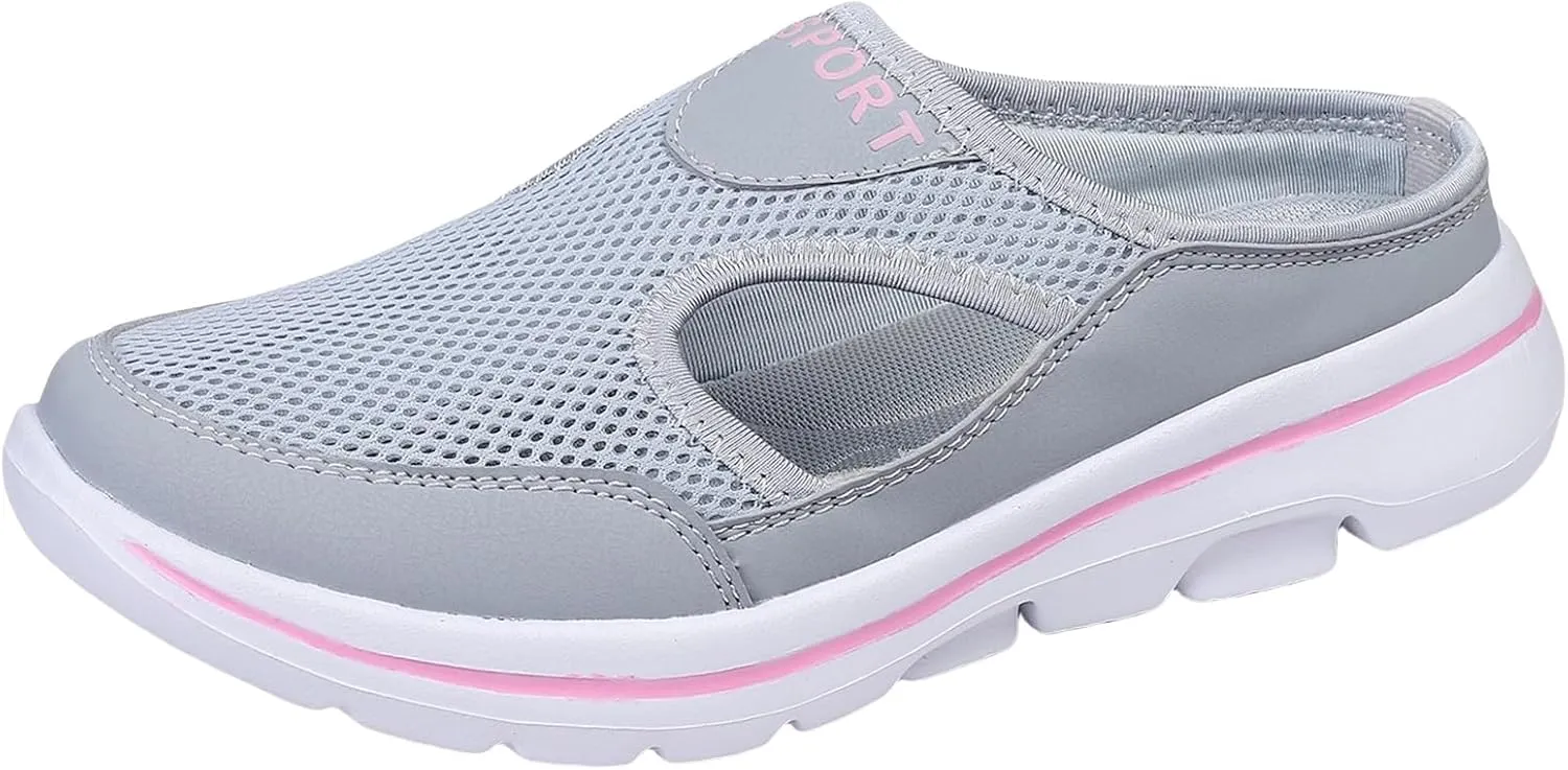 Womens Orthopedic Shoes Slip On Mules Diabetic Breathable Arch Support Wedge Platform Slippers Air Cushion Slip-On Walking Shoes Casual Loafer Sandals