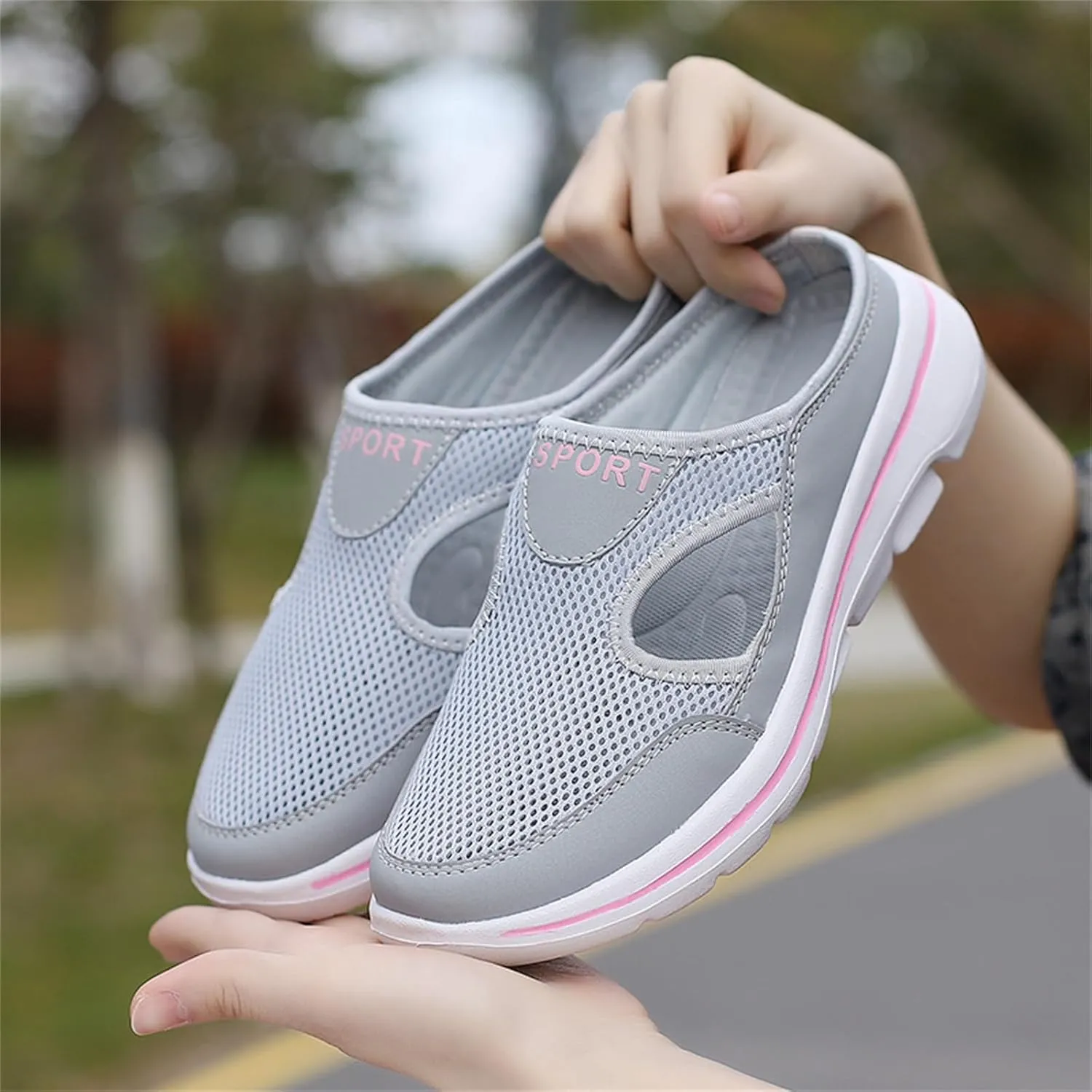 Womens Orthopedic Shoes Slip On Mules Diabetic Breathable Arch Support Wedge Platform Slippers Air Cushion Slip-On Walking Shoes Casual Loafer Sandals