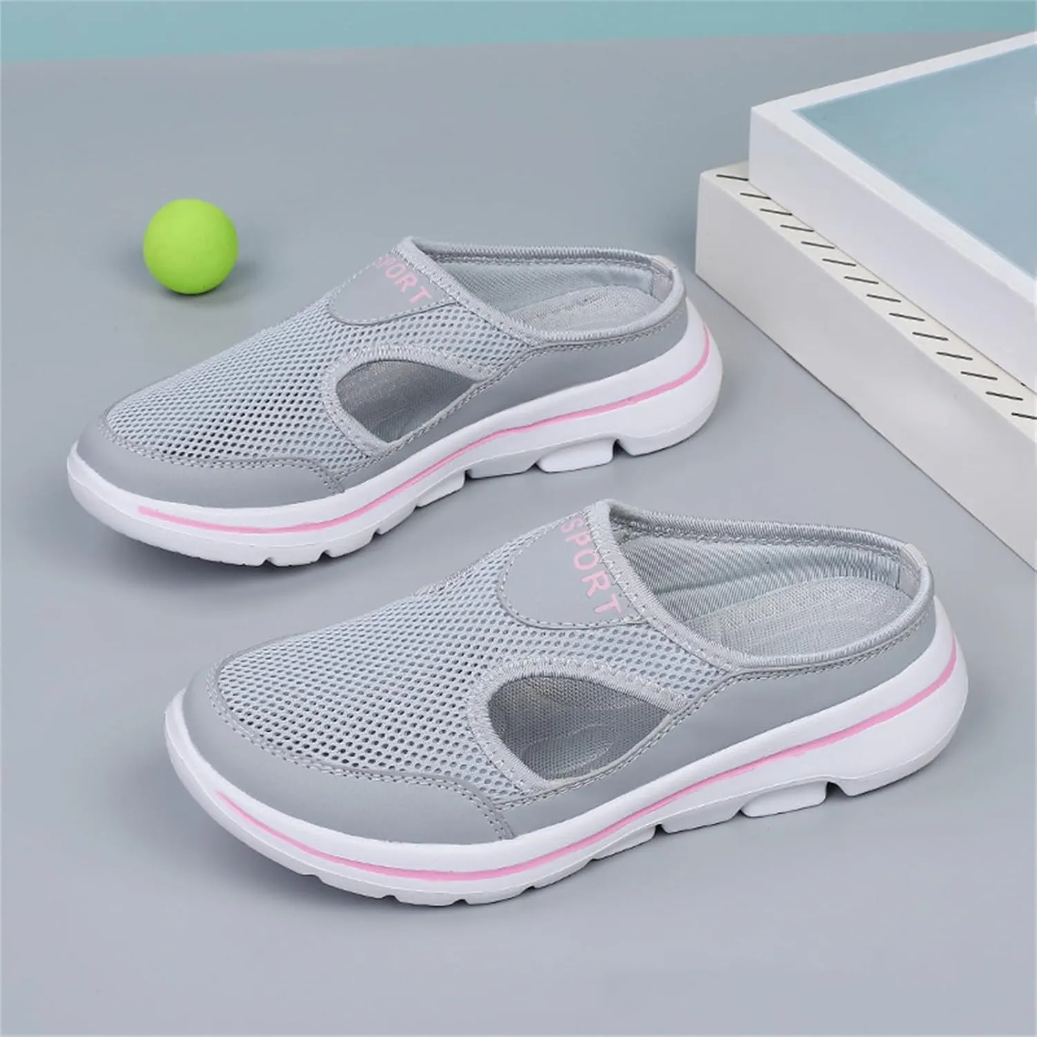 Womens Orthopedic Shoes Slip On Mules Diabetic Breathable Arch Support Wedge Platform Slippers Air Cushion Slip-On Walking Shoes Casual Loafer Sandals