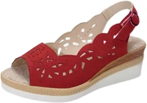 Womens Sandals 2025 Platform Shoes Casual Hollow Out Shoes Slingback Platform Wedge Sandals Causal Heel Cut Out Vamp Peep Toe Slingback Women's Sandal Fashion Dressy Sandal 2025
