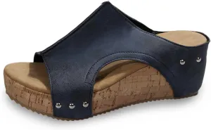 Women's Sandals Summer Beach Wedge Sandals Comfortable Platform Sandals Open Toe Buckle Ankle Strap Cork Shoes