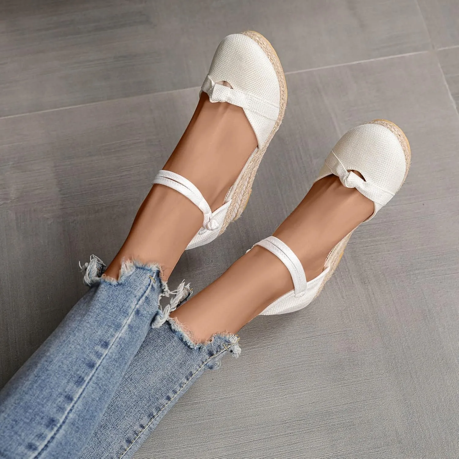 Women's Solid Textured Vintage Sandals Closed Toe Summer High Heel Casual Braided Elegant Shoe Anti-Slip Sandal