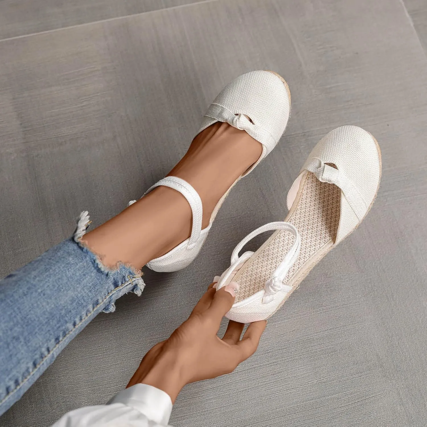 Women's Solid Textured Vintage Sandals Closed Toe Summer High Heel Casual Braided Elegant Shoe Anti-Slip Sandal