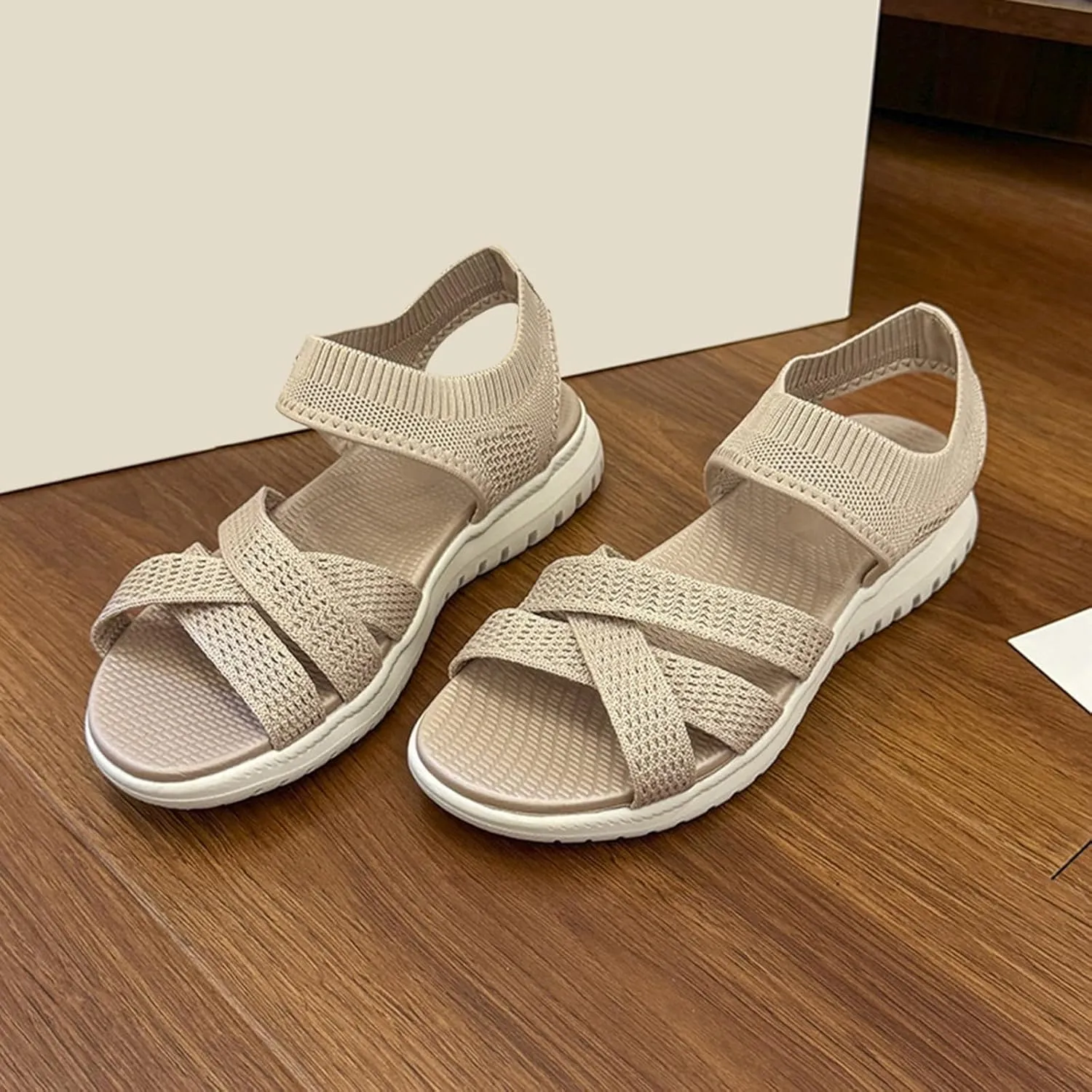 Women's Summer Sandals Mesh Breathable Light And Comfortable Fish Mouth One Line Chunky Sandals for Women Closed Toe