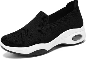 Womens Walking Shoes Sock Sneakers Slip-On Light Air Cushion Mesh Breathable Comfortable Casual Ladies Air Cushion Athletic Shoes for Arch Support Jogging Shoe