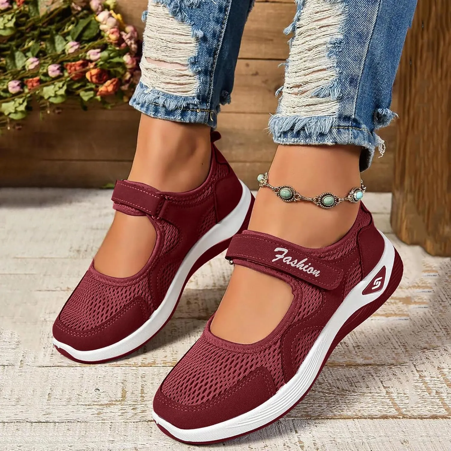Womens Walking Shoes Walking Shoes Mesh Breathable Women's Woven Orthopedic Breathable Soft Shoes Womens Running