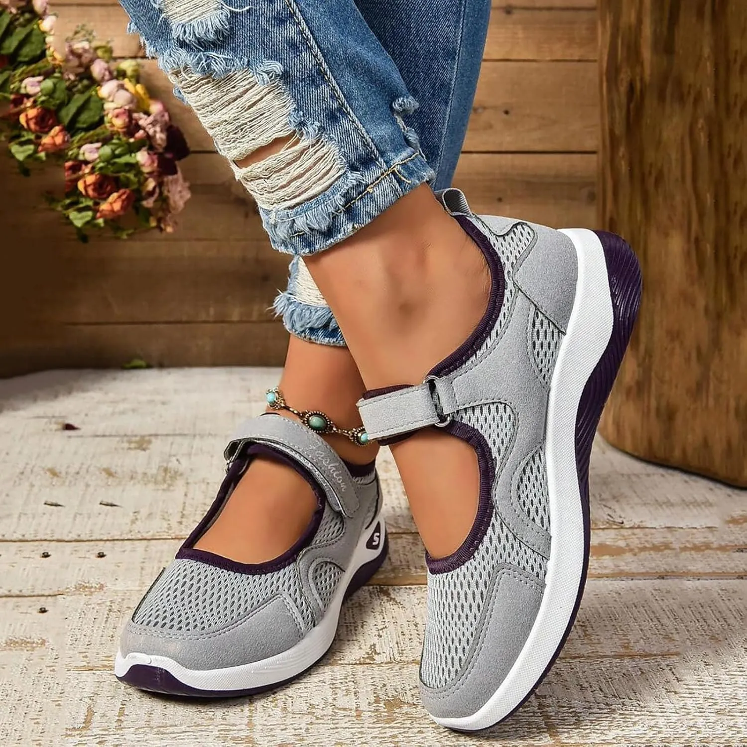 Womens Walking Shoes Walking Shoes Mesh Breathable Women's Woven Orthopedic Breathable Soft Shoes Womens Running