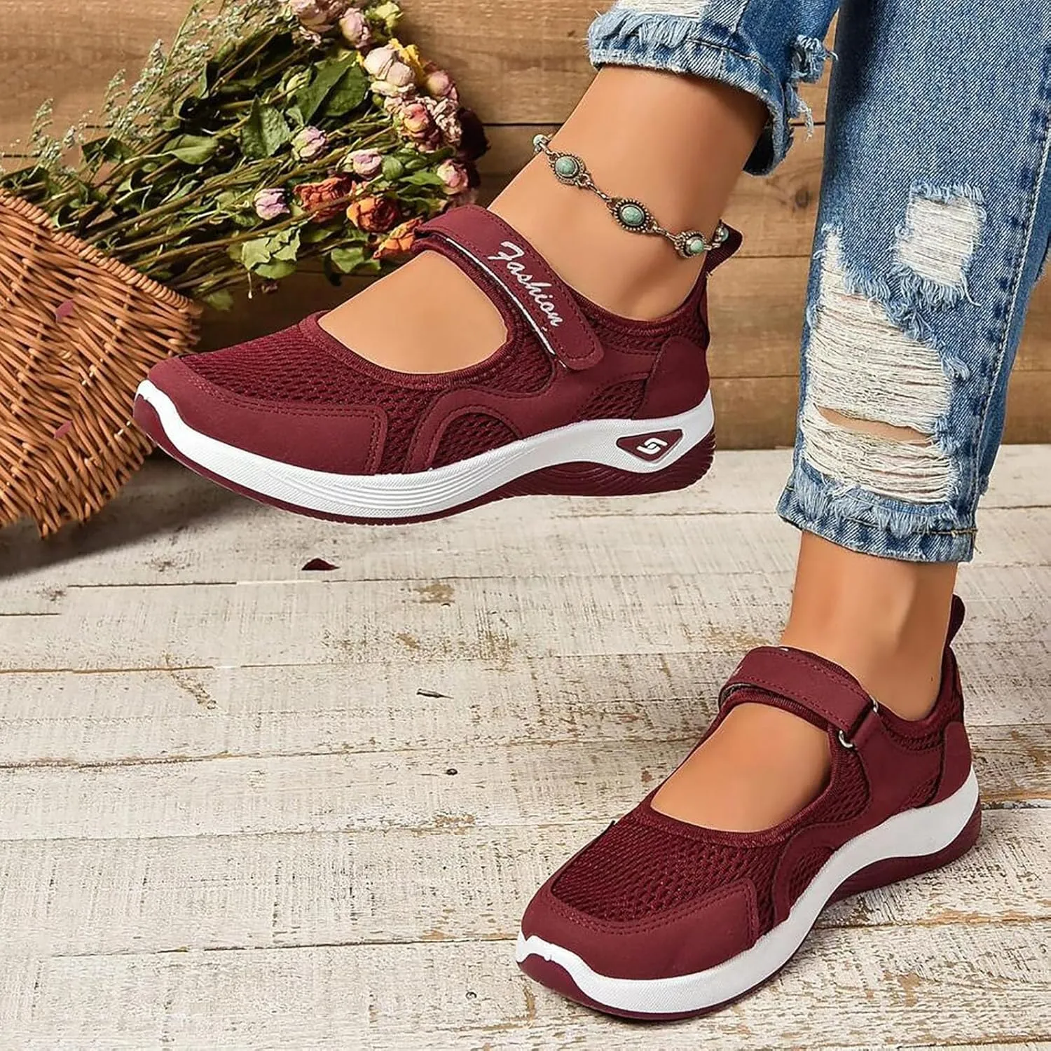Womens Walking Shoes Walking Shoes Mesh Breathable Women's Woven Orthopedic Breathable Soft Shoes Womens Running