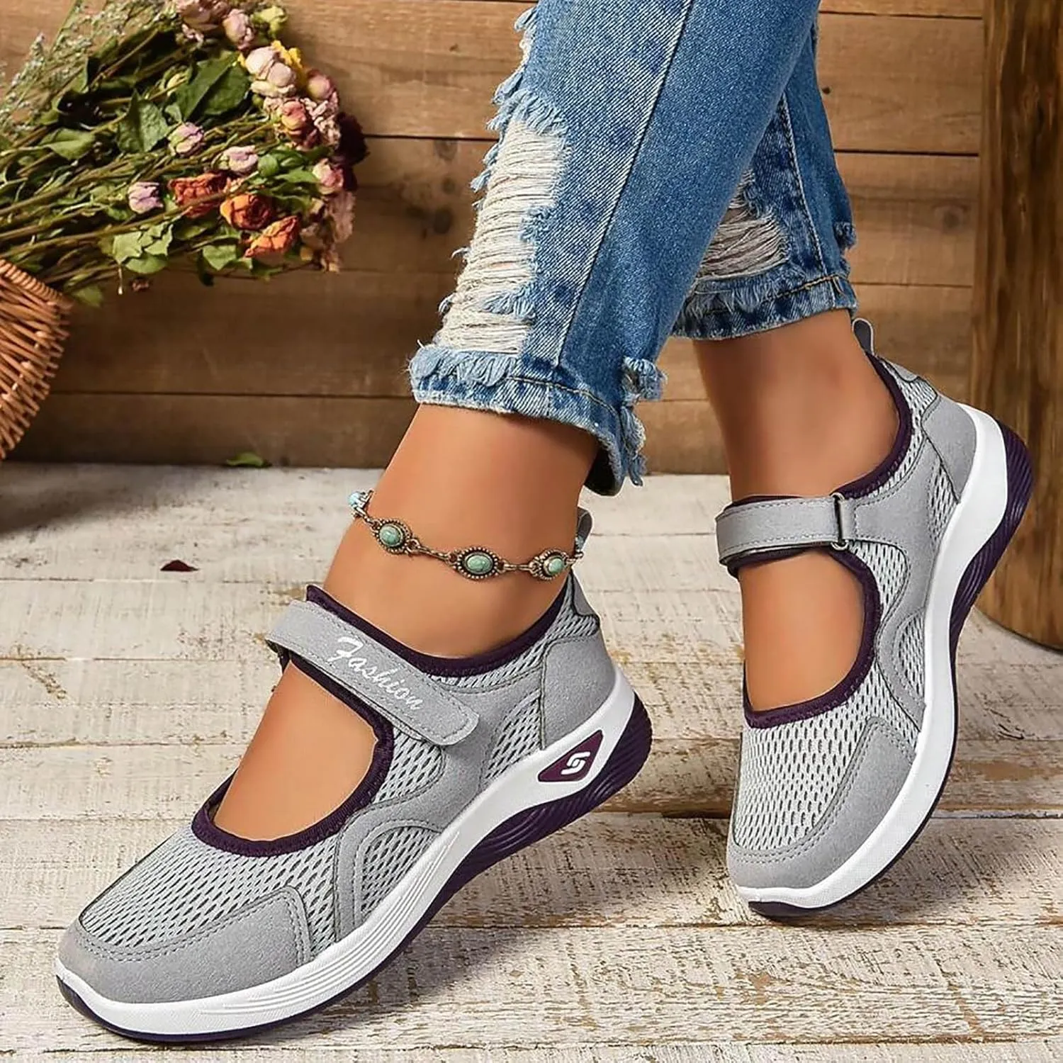 Womens Walking Shoes Walking Shoes Mesh Breathable Women's Woven Orthopedic Breathable Soft Shoes Womens Running