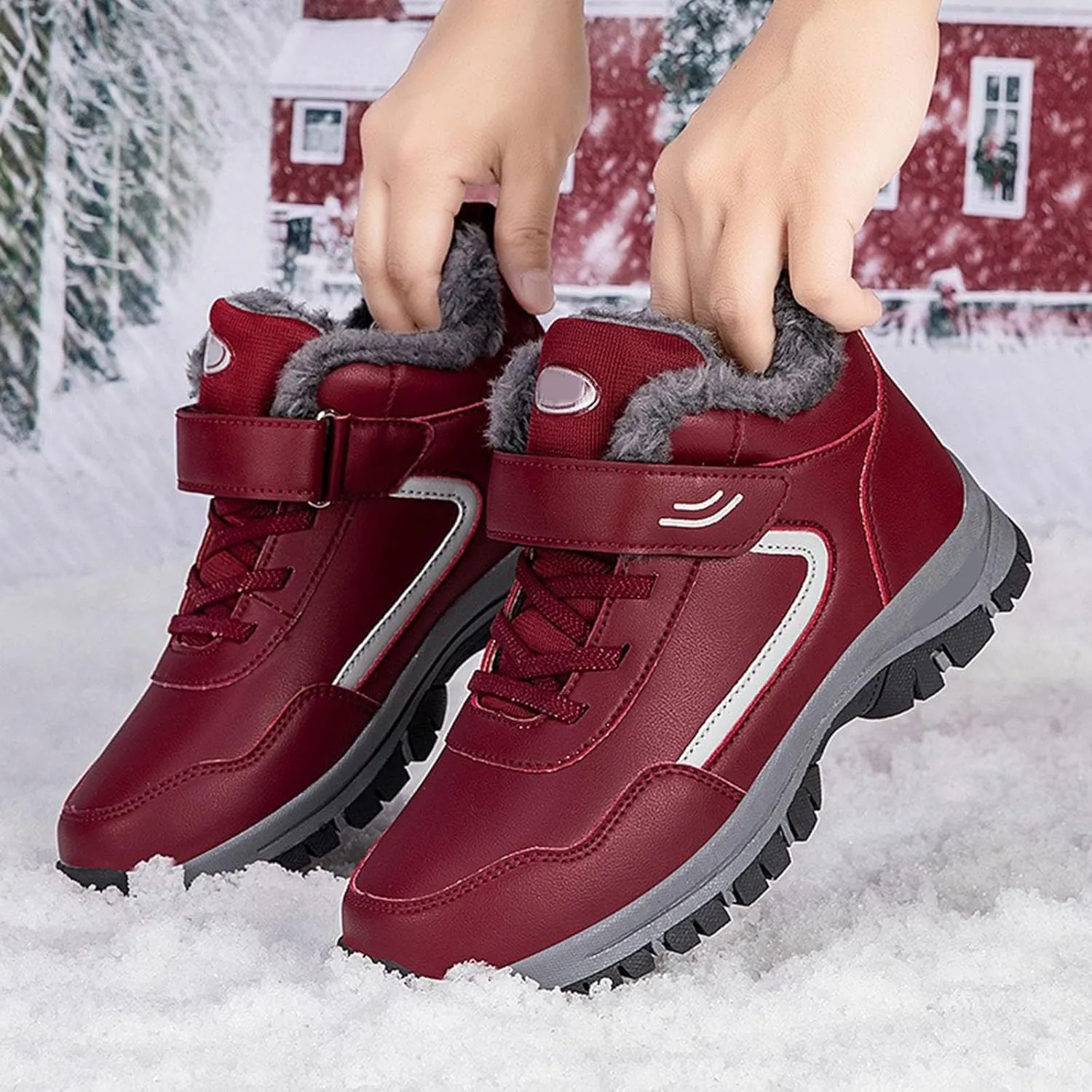 Women's Winter Ankle Boots Plus Velvet Warm Snow Boots Water Proof Insulated Boots Fashion Short Women Furry Snow Boots
