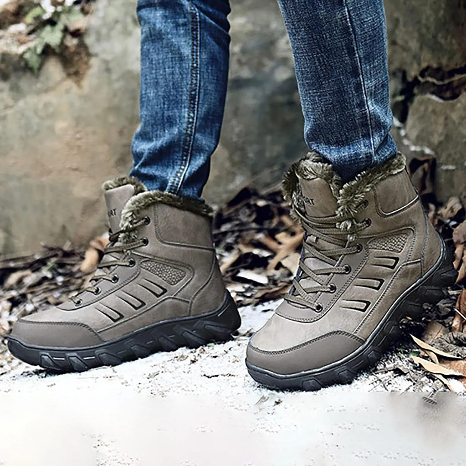 Work Boots for Men Soft Toe Hiking Sneakers Women's Slip On Warm Women's Working Shoes Insulated Non Slip Shoes Food Service Waterproof Hike Grounded Footwear