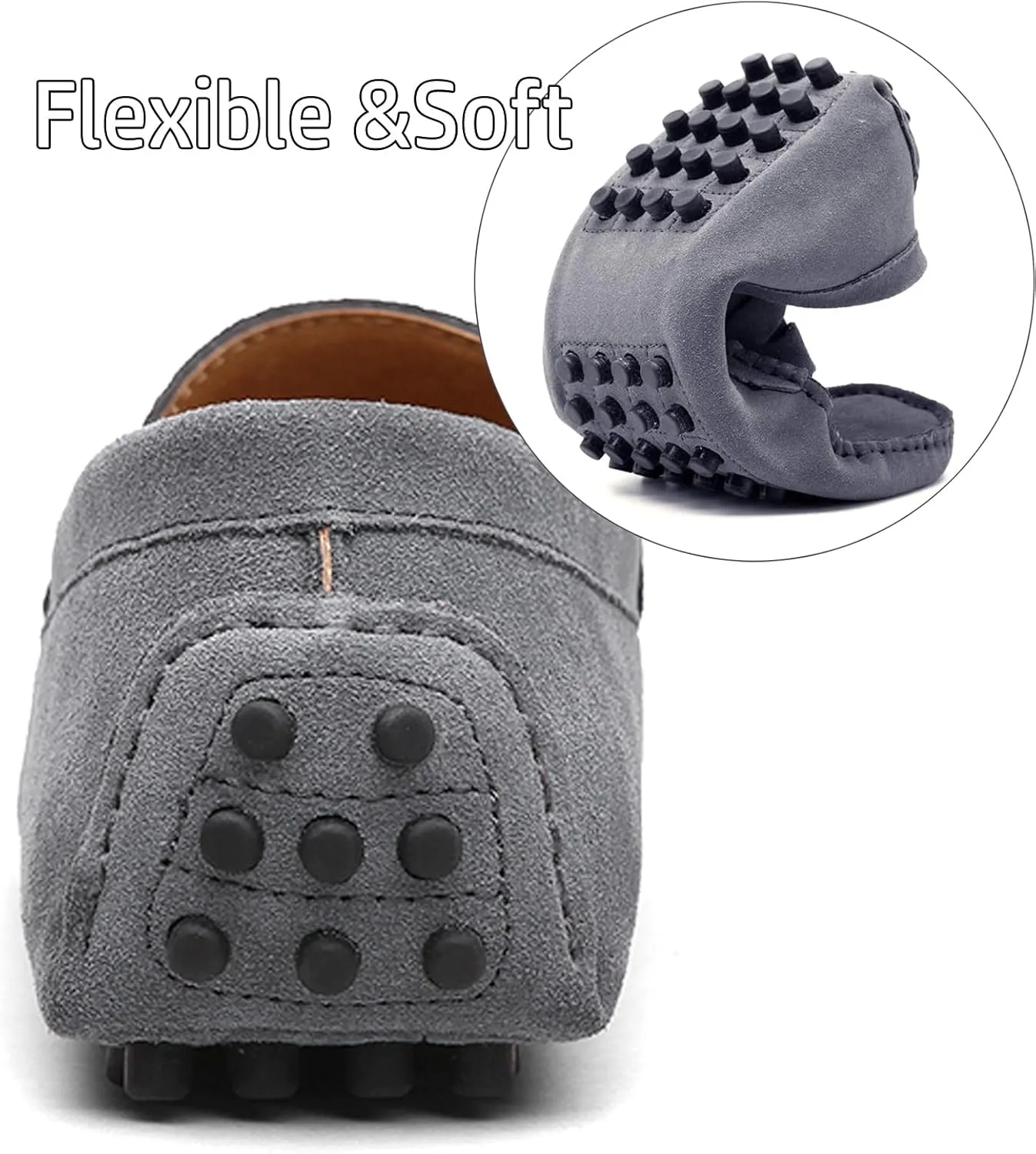 WUIWUIYU Men's Loafers Casual Slip On Shoes Soft Penny Loafers for Men Lightweight Suede Big Size Driving Boat Shoes Moccasins