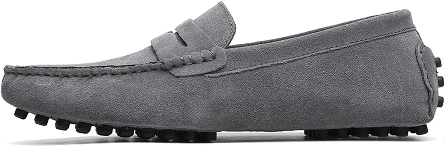 WUIWUIYU Men's Loafers Casual Slip On Shoes Soft Penny Loafers for Men Lightweight Suede Big Size Driving Boat Shoes Moccasins