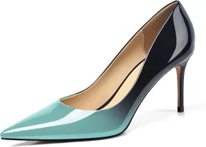 XINIUNIU High Heels for Women Pumps Gradient Patent Leather 3.25 inches 8CM Formal Sexy Fashion Stiletto Dress Wedding Shoes Pointed Toe