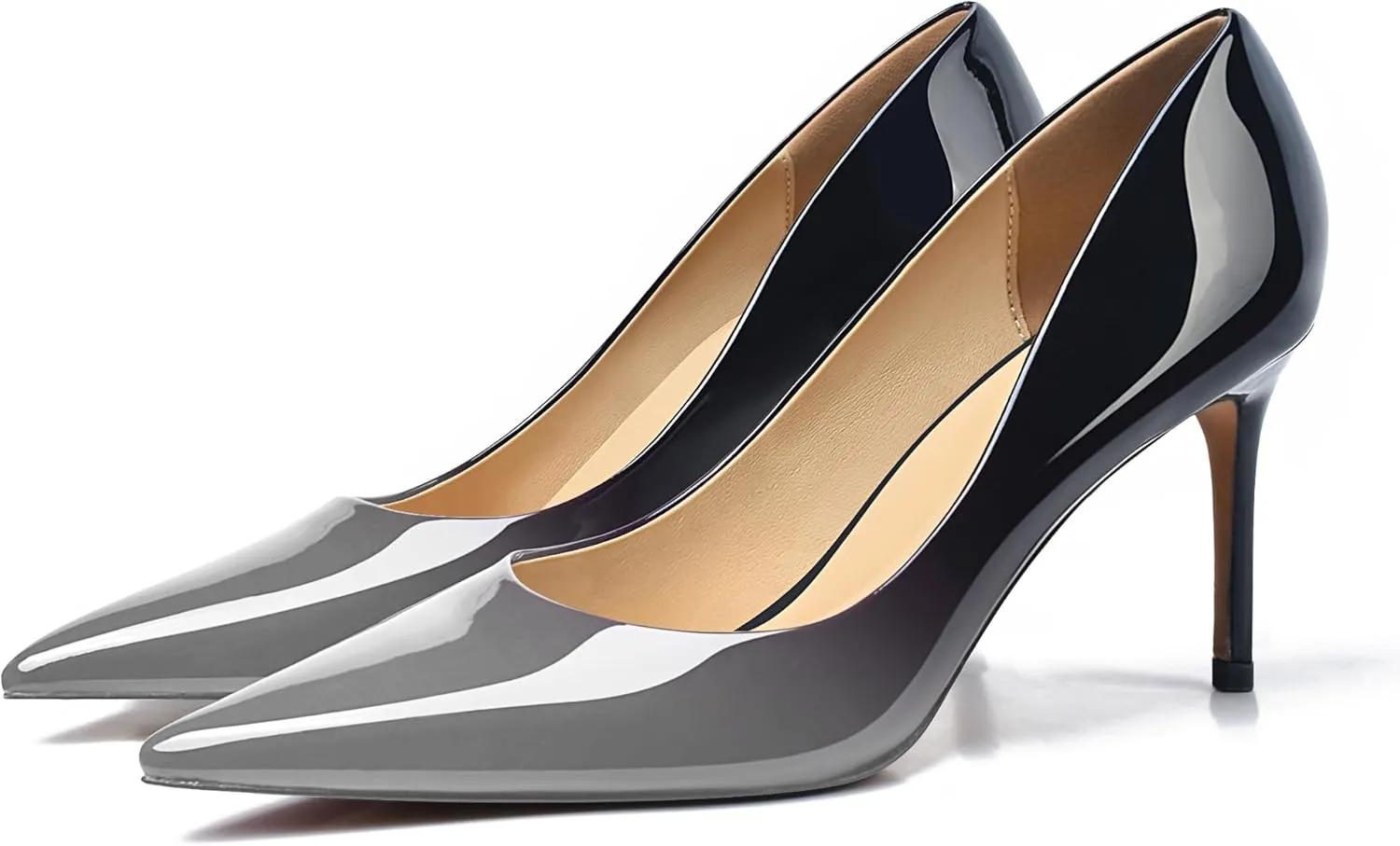 XINIUNIU High Heels for Women Pumps Gradient Patent Leather 3.25 inches 8CM Formal Sexy Fashion Stiletto Dress Wedding Shoes Pointed Toe