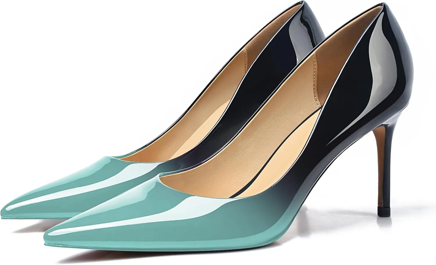 XINIUNIU High Heels for Women Pumps Gradient Patent Leather 3.25 inches 8CM Formal Sexy Fashion Stiletto Dress Wedding Shoes Pointed Toe