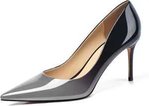 XINIUNIU High Heels for Women Pumps Gradient Patent Leather 3.25 inches 8CM Formal Sexy Fashion Stiletto Dress Wedding Shoes Pointed Toe