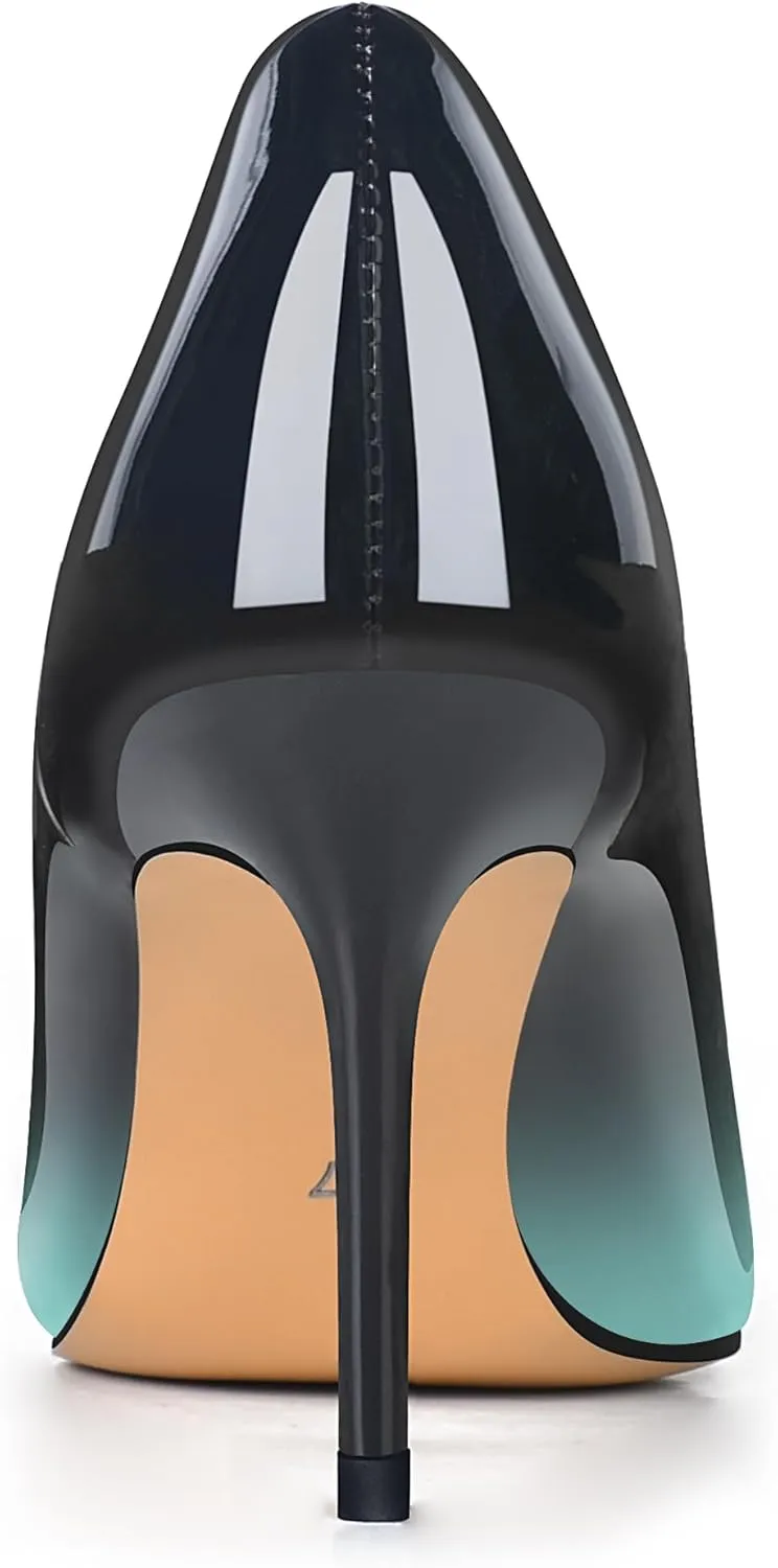 XINIUNIU High Heels for Women Pumps Gradient Patent Leather 3.25 inches 8CM Formal Sexy Fashion Stiletto Dress Wedding Shoes Pointed Toe