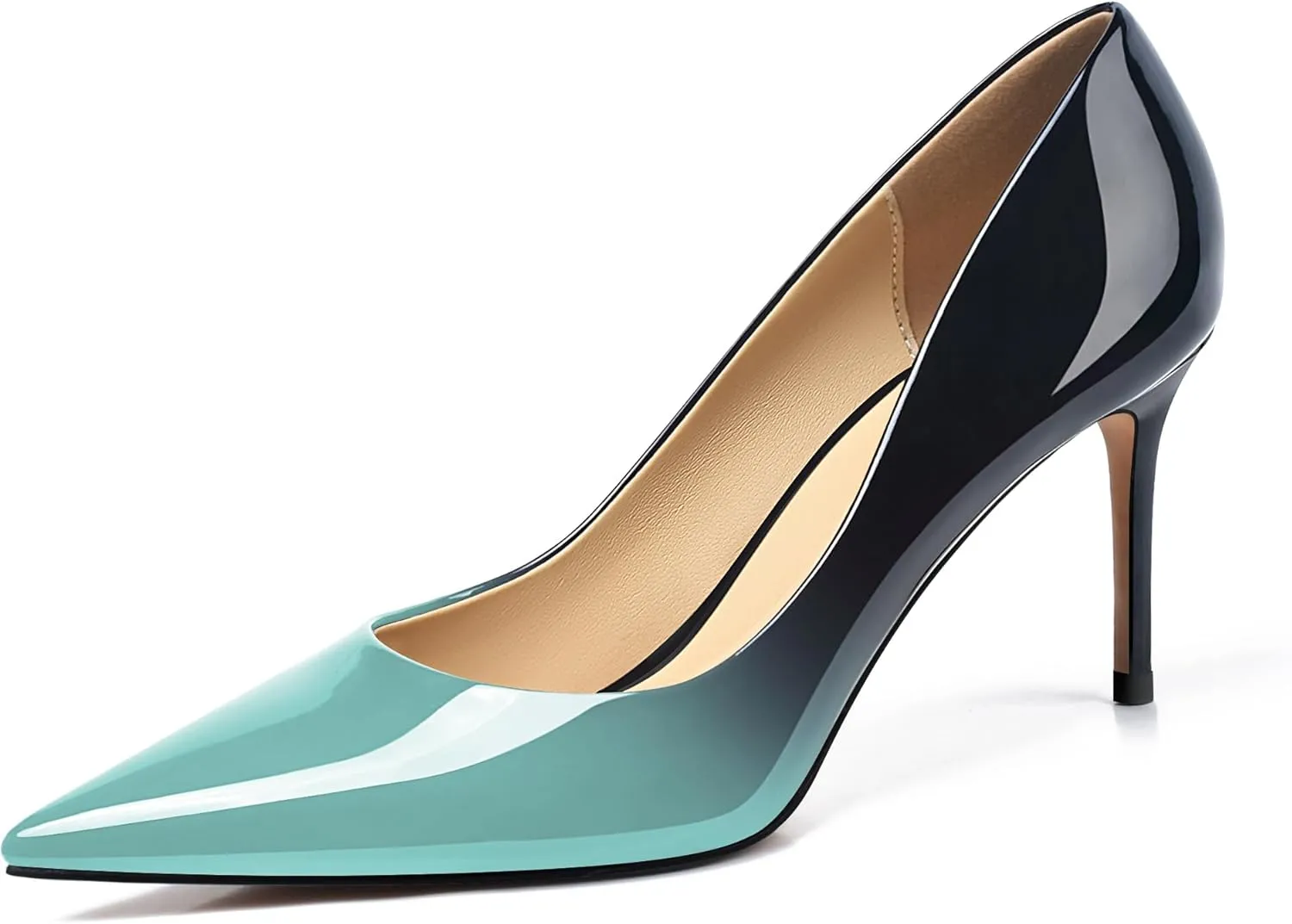 XINIUNIU High Heels for Women Pumps Gradient Patent Leather 3.25 inches 8CM Formal Sexy Fashion Stiletto Dress Wedding Shoes Pointed Toe
