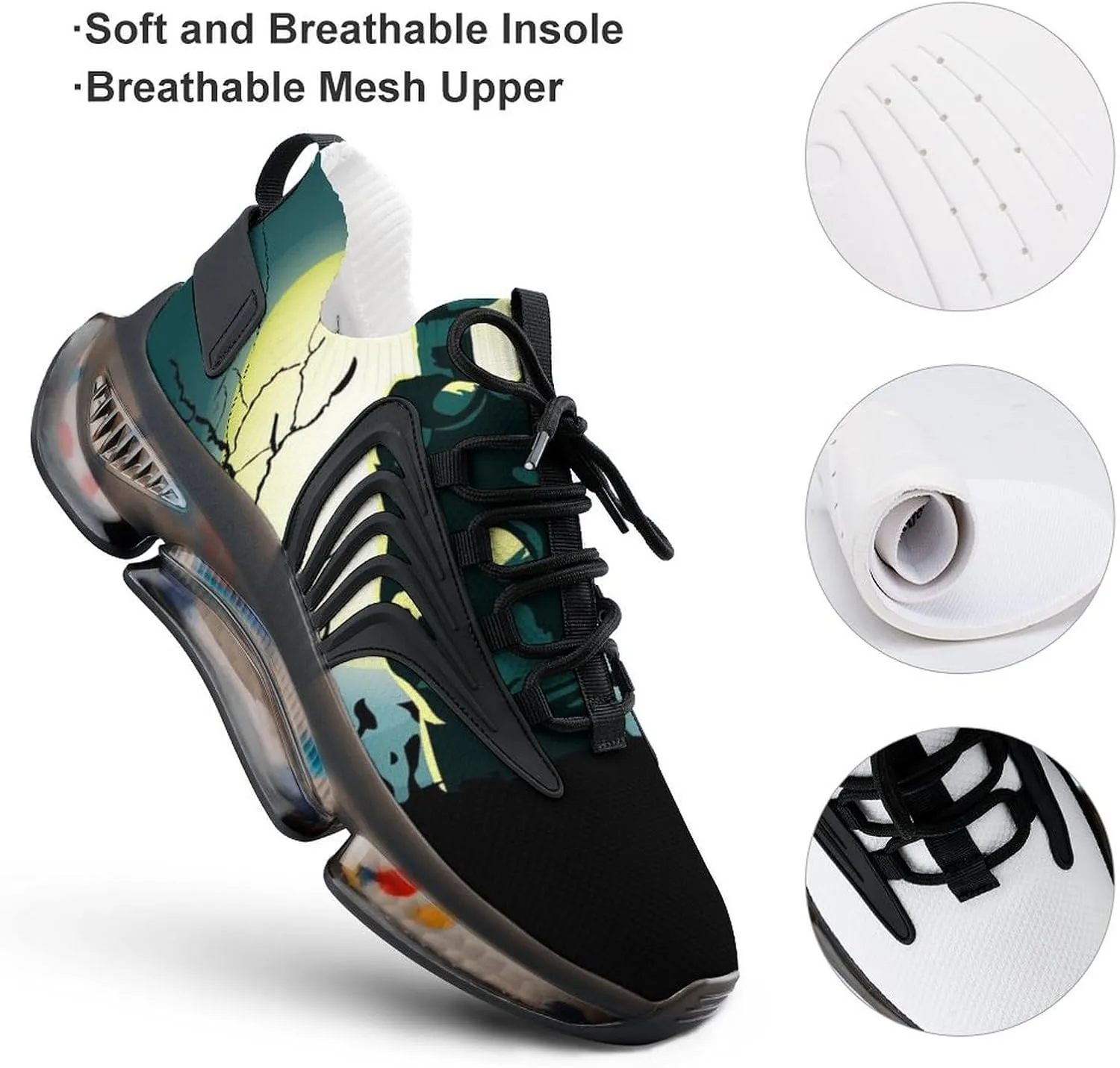 Zombie Hand Walking Shoes for Men Lightweight Tennis Fashion Elastic Sports Shoes Cushion Basketball Shoes