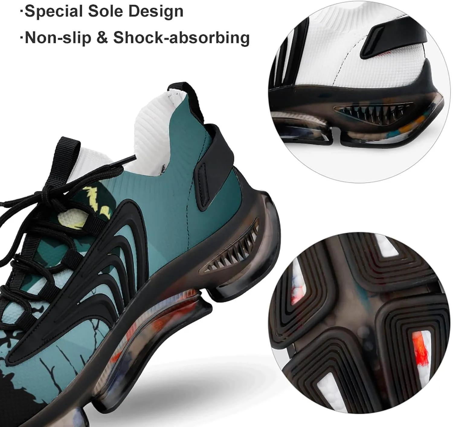 Zombie Hand Walking Shoes for Men Lightweight Tennis Fashion Elastic Sports Shoes Cushion Basketball Shoes