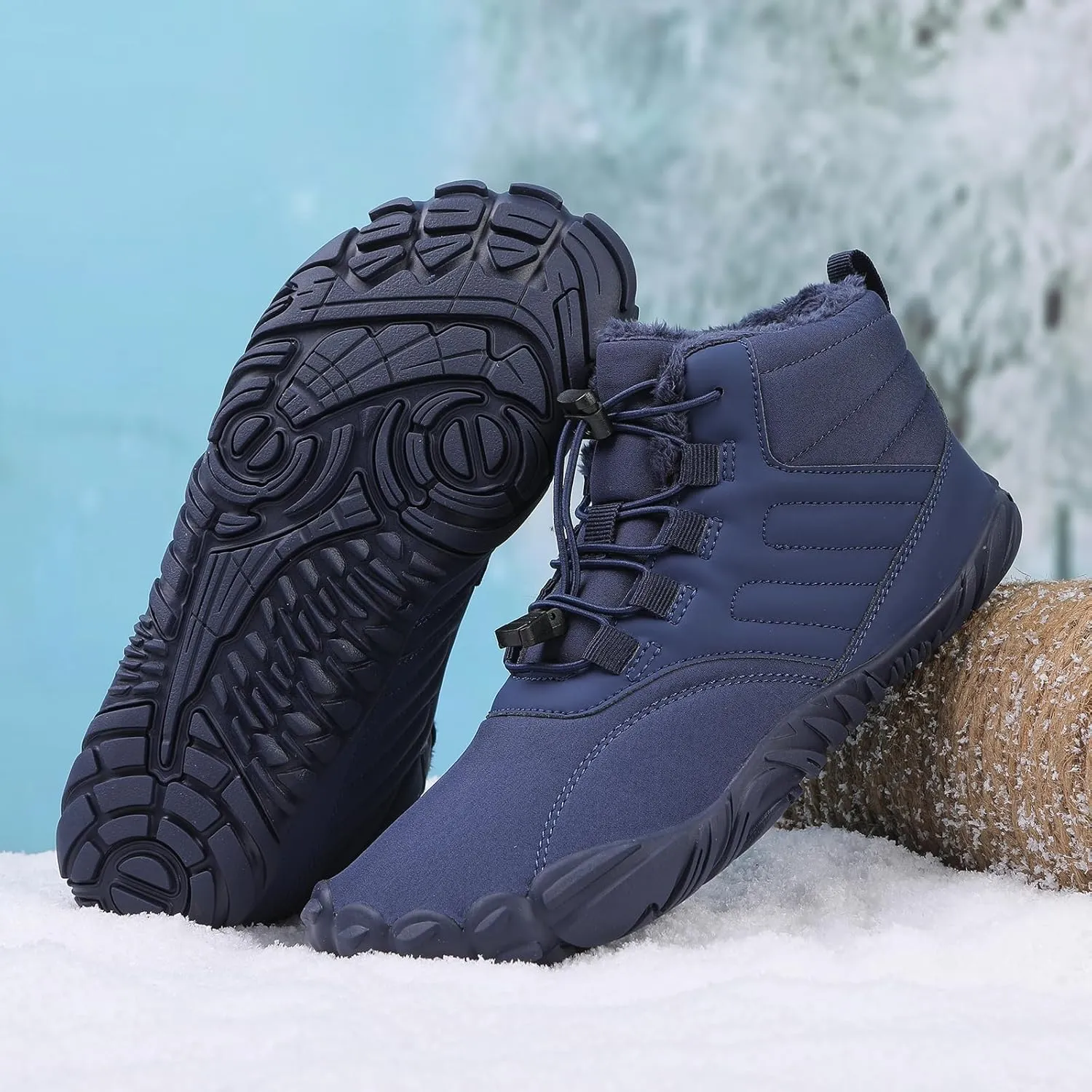 ZWRXW Winter Barefoot Shoes Women Men Hike Shoes Footwear Slip On Warm Zero Drop Snow Boot Minimalist Waterproof Shoe Wide Toe Barefoot Hiking Shoe Wide Toe Box Ankle Boots