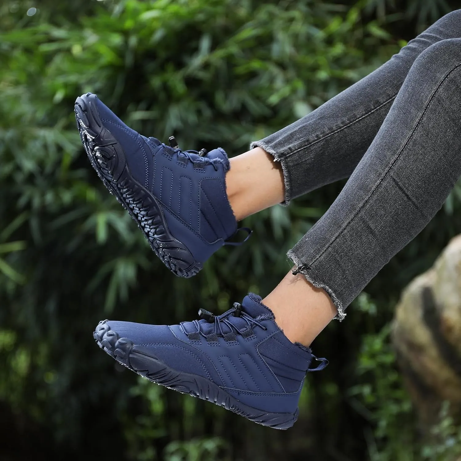 ZWRXW Winter Barefoot Shoes Women Men Hike Shoes Footwear Slip On Warm Zero Drop Snow Boot Minimalist Waterproof Shoe Wide Toe Barefoot Hiking Shoe Wide Toe Box Ankle Boots