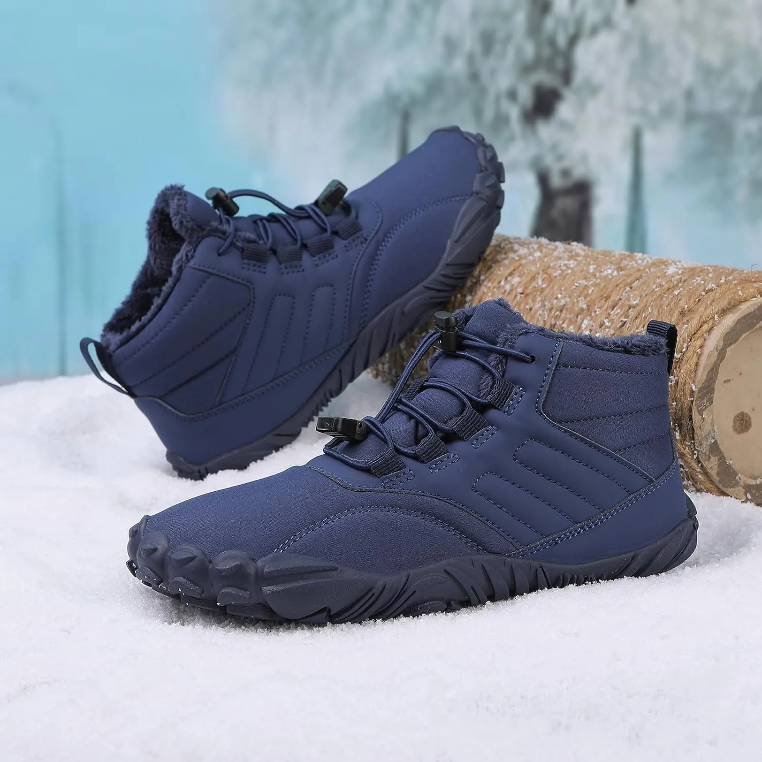 ZWRXW Winter Barefoot Shoes Women Men Hike Shoes Footwear Slip On Warm Zero Drop Snow Boot Minimalist Waterproof Shoe Wide Toe Barefoot Hiking Shoe Wide Toe Box Ankle Boots